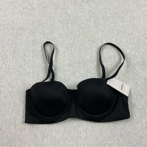 Auden Lightly Lined Strapless Bra Women’s 32A Convertible Straps Underwire Black